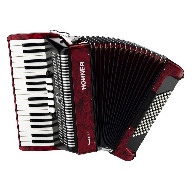 ACORDEON 72 BAJ. 4 REG. ROJO BRAVO III HOHNER - Imagen 1