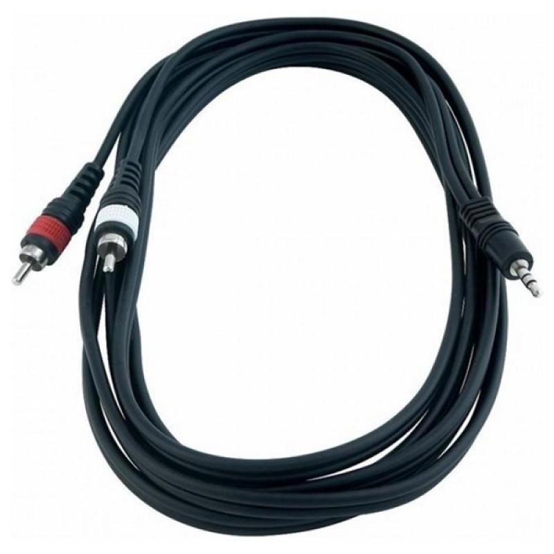 CABLE PATCH 3MT 2xRCA-MINI PLUG RCL20904D4 BK ROCKCABLE - Imagen 1