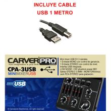 MIXER 3 CANALES INTERFAZ USB CPA-3 CARVERPRO