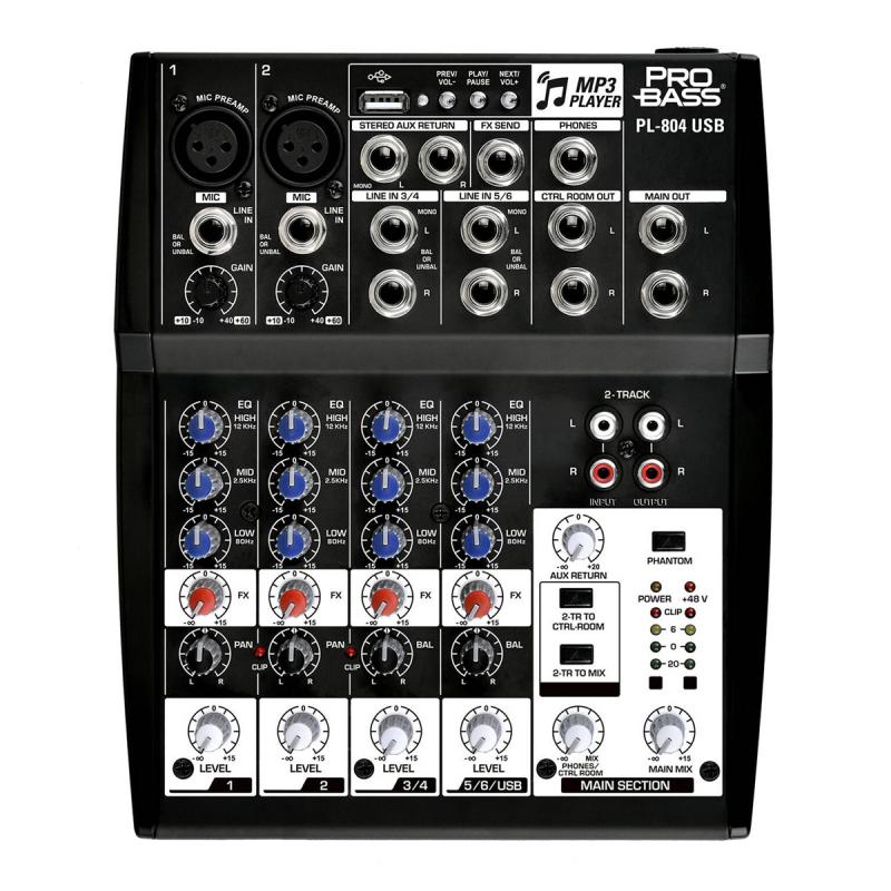 MIXER ANALOGO 8 CANALES PL 804 USB PROBASS - Imagen 1