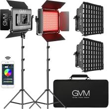 KIT ILUM. LED RGB 2 PANELES SOFTBOX BI-COLOR 1000D2L GVM