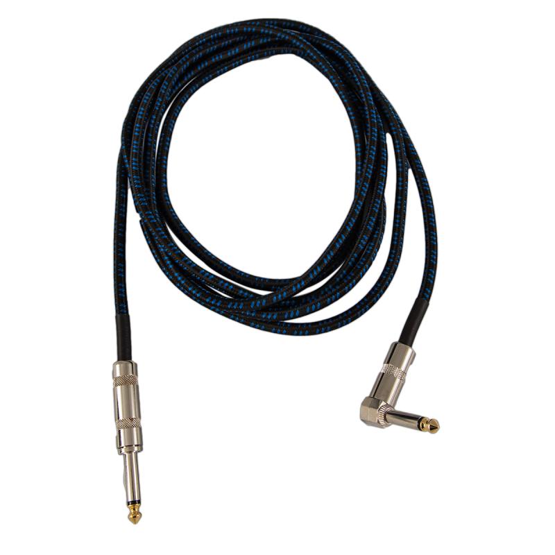 CABLE PLUG PLUG 3 MTS EN L NEGRO BASICO OPTUX MUSIC - Imagen 1