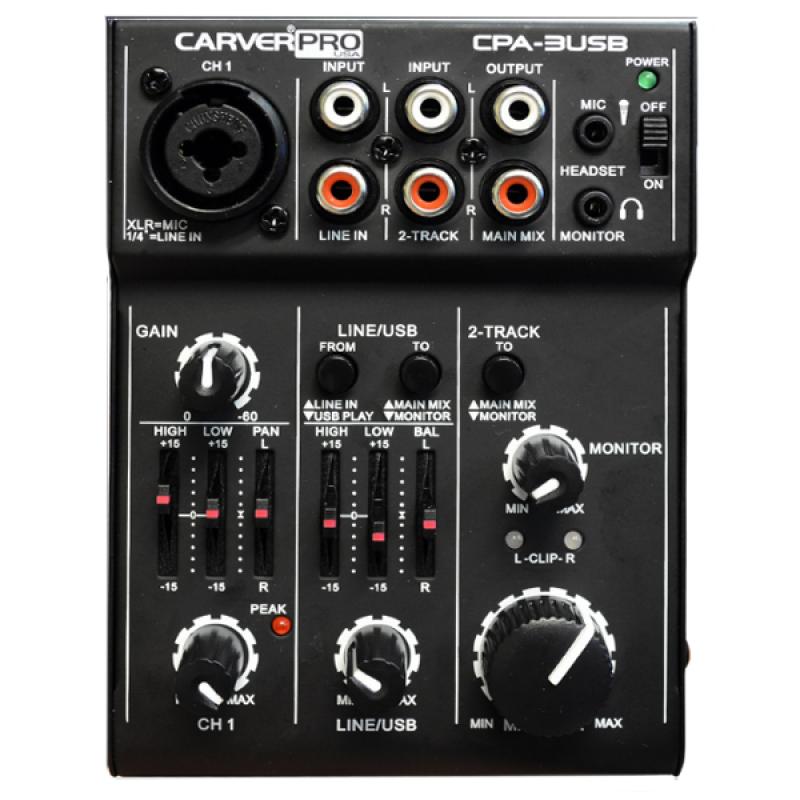 MIXER 3 CANALES INTERFAZ USB CPA-3 CARVERPRO - Imagen 1